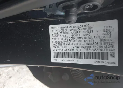 2020 Honda Civic Lx from USA, damaged, VIN 2HGFC2F69LH517713